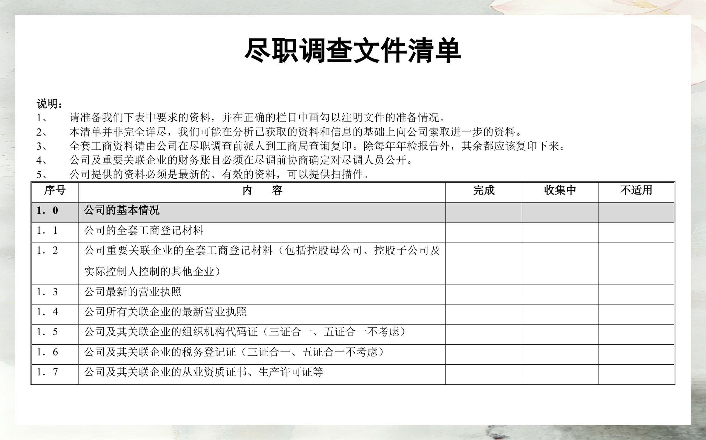 尽调清单模板定制(尽调资料清单如何提供)百色市